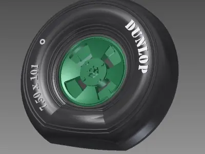 Spitfire - four spoke wheel - smooth tires 3D print model