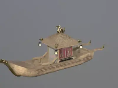 Ancient Chinese Fantasy House Boat 3D Model 3D model