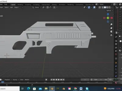 Sci-Fi Gun Low-poly 3D model 8