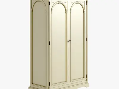 Victorian Wardrobe Old White 3D model