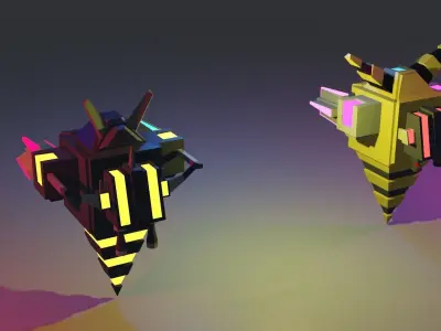 Flying bee drone for war Free low-poly 3D model