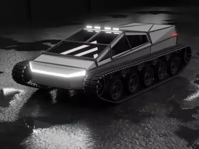Cyber Tank - Futuristic Tracked All-Terrain Vehicle Rigged Low-poly 3D model