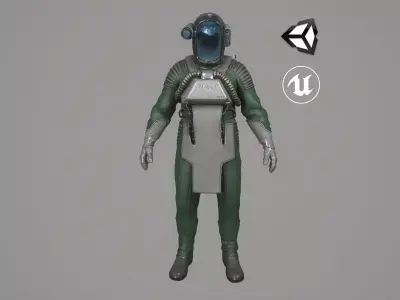 Scientist Space Game-Ready Low-poly 3D model
