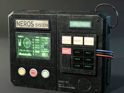 Military Control Console Game Ready Sci Fi Panel 3D Model Free low-poly 3D model
