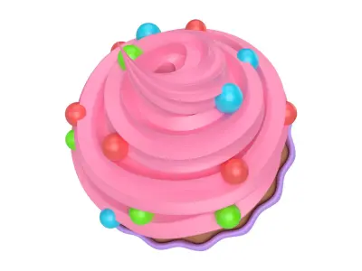 Cartoon Cupcake  Low-poly 3D model
