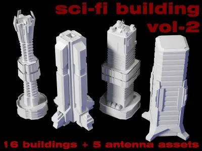 sci-fi buildings-vol2 Low-poly 3D model