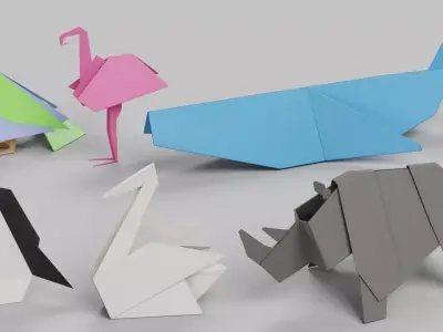 Paper Models Set Low-poly 3D model