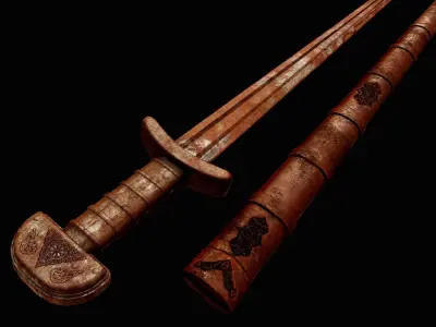 Abandoned Viking Gladius 001 Low-poly 3D model