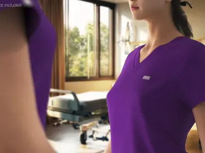 FIGS Catarina One Pocket Scrub Top Purple 3D model