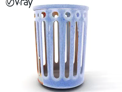Rustic Metal Trash Can D Model Pack Low-poly 3D model