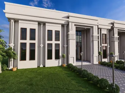 Grand Classical  Entrance Greek Architectural 3D Model Low-Poly Low-poly 3D model