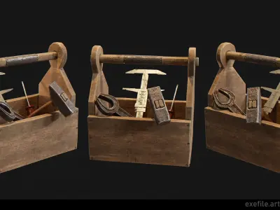 3D toolbox low-poly game-ready prop Low-poly 3D model