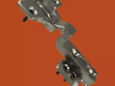 One way detachable interior hinge with screws 3D model
