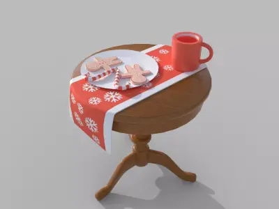 Christmas Chair with Props Set Low-poly 3D model
