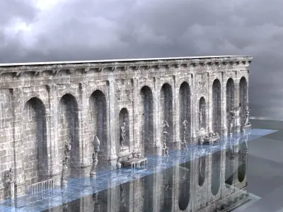 Mansion house Horror Hallway wall 3D model