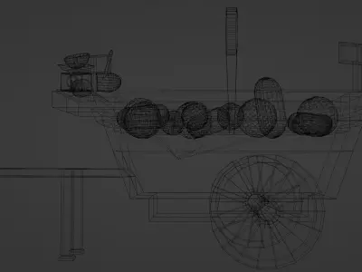 Watermelon Wooden Cart Low-poly 3D model