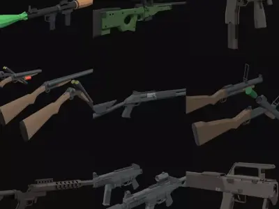 16 Low Poly Weapons 3D Model Pack