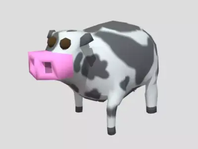 Low Poly Animated Cow Walk Cartoon  Low-poly 3D model