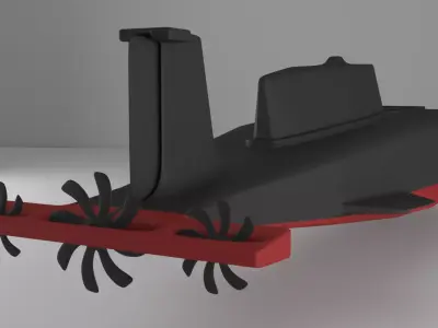 Submarine 3D Model with propellers 3D model