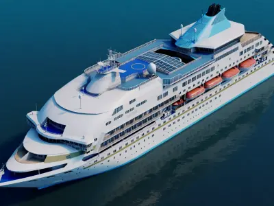 Sleek Medium Sized Cruiseship Low-poly 3D model