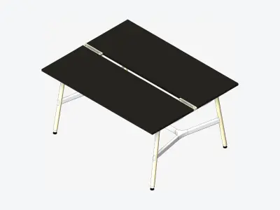 Desk - Timberline - Workstation - Dbl - Side - 2 - Person - Mid Low-poly 3D model