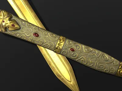 Golden Dagger Low-poly 3D model