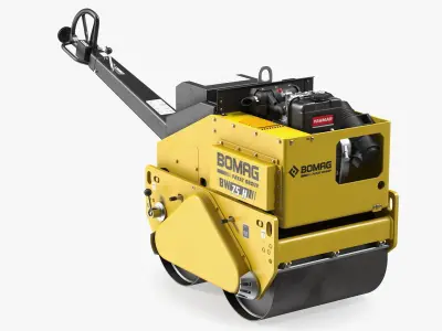 Bomag BW 75H Construction Machine Roller Rigged 3D model