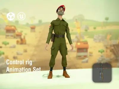 Red Beret Soldier model pack Low-poly 3D model