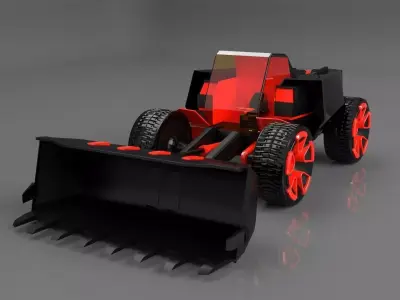 Bulldozer 3D studio Low-poly 3D model