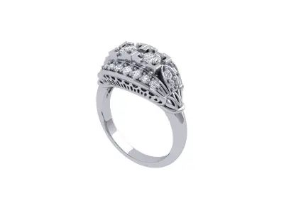 Solitaire Engagement Art Deco Ring 3D print model 80