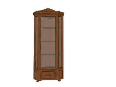 Antique Timber Corner Display Cabinet Carpentered Craft Malaysia 3D model