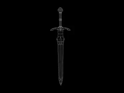Medieval Sword Low-poly 3D model 7