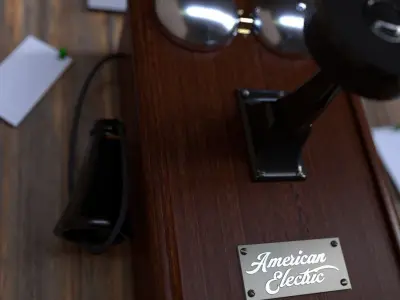 Antique crank phone 3D model