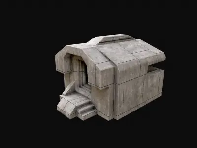 Military Concrete Bunker Base 4 Low-poly 3D model