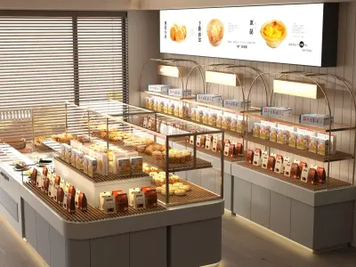 Modern Bakery Display Counter  Low-poly 3D model