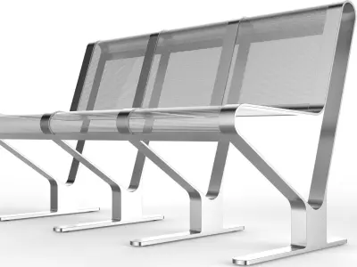 Waiting Room Seat V1 3 Seats 3D model