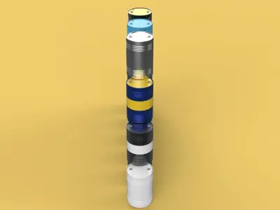 STACKED VARIOUS COLOR FUEL OIL STEEL DRUM GALLON BARREL GAS TANK 3D model