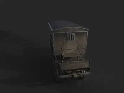 Realistic Medieval Prisoner Carriage Low-poly 3D model