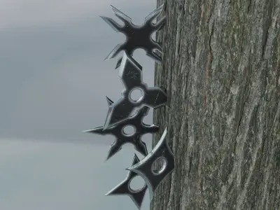Black Ninja shuriken pack Low-poly 3D model
