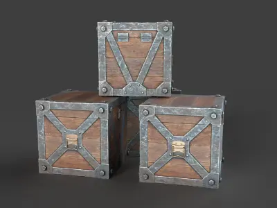 Wooden-Box Low-poly 3D model