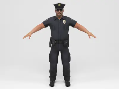 Policeman 1 police officer Low-poly 3D model