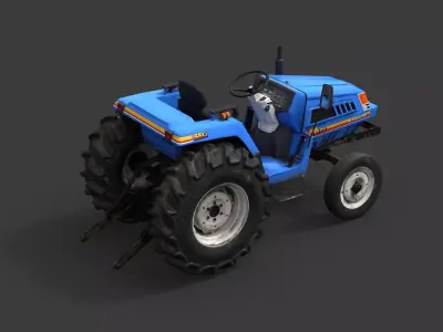 Japanese Iseki TU240 Tractor Game-Ready 3D Model Low-poly 3D model