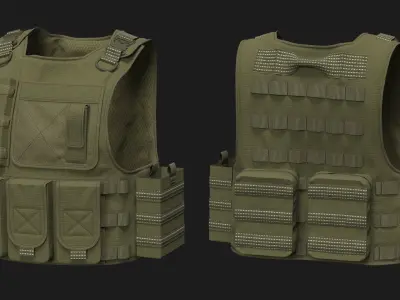 3 Tactical vest pack  Marvelous Designer project 3D model