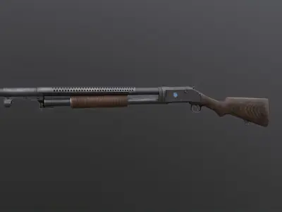 Winchester 1897 Lowpoly gameready Low-poly 3D model