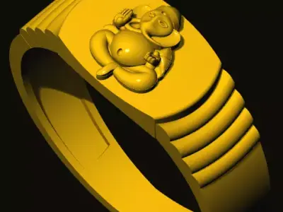 ganesh gold ring with monkey 3D print model