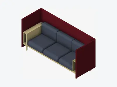 Sofa - Contemporary - Flame - Armrest Shelf - Leftand Right Low-poly 3D model