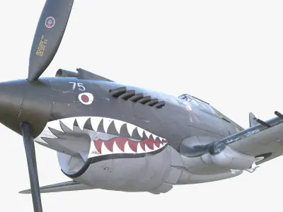 Rigged P-40 USA Fighter WW2 PBR 3D model