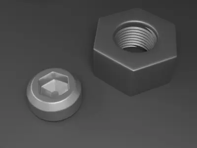 Low Poly Nuts and Bolts  3D model Low-poly 3D model