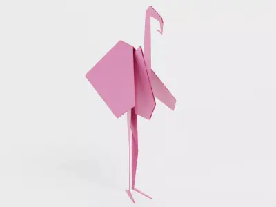 Paper Flamingo Low-poly 3D model