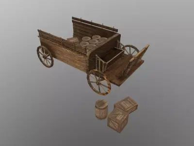 Medieval Cart 2 Low-poly 3D model